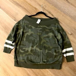 EXPRESS CAMOUFLAGE AND STRIPE SWEATER - NWT